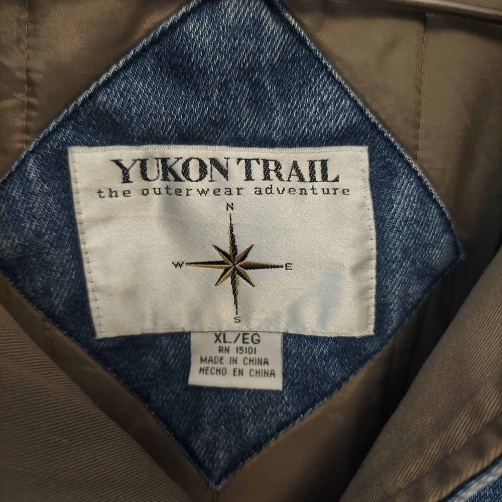 Yukon Trail Mens XL Denim Bomber Jacket FLAW Colorblock Vintage Streetwear - Picture 4 of 11